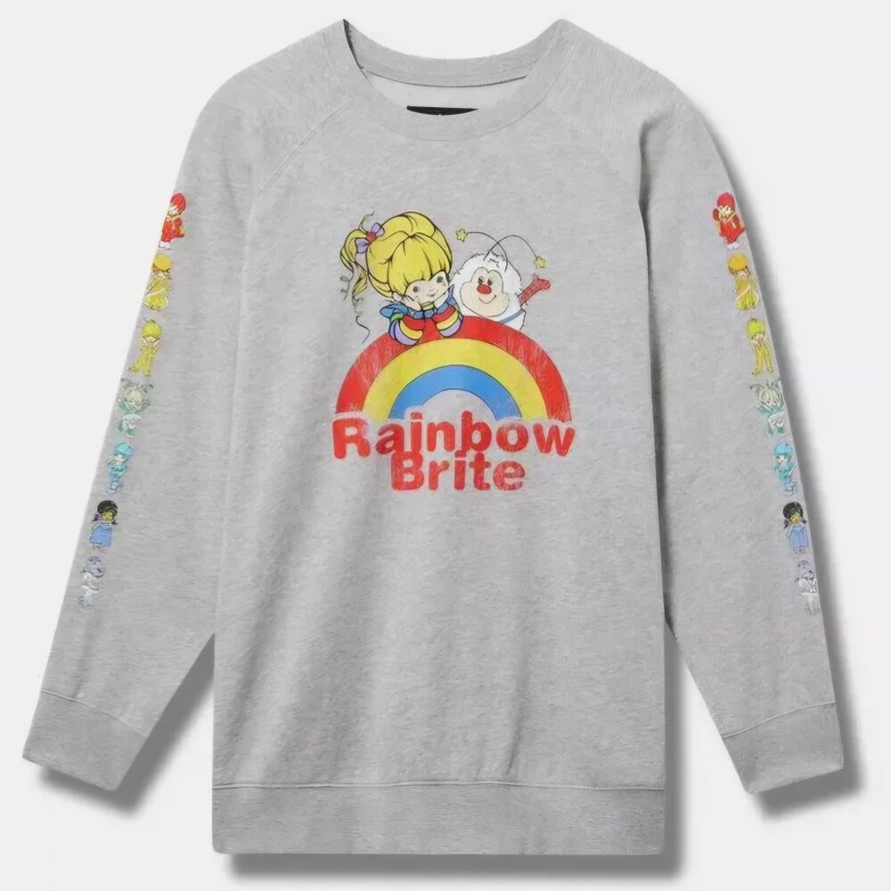 Torrid 00 Medium Rainbow Brite Classic Fit Cozy Knit Fleece Crew Neck Sweatshirt